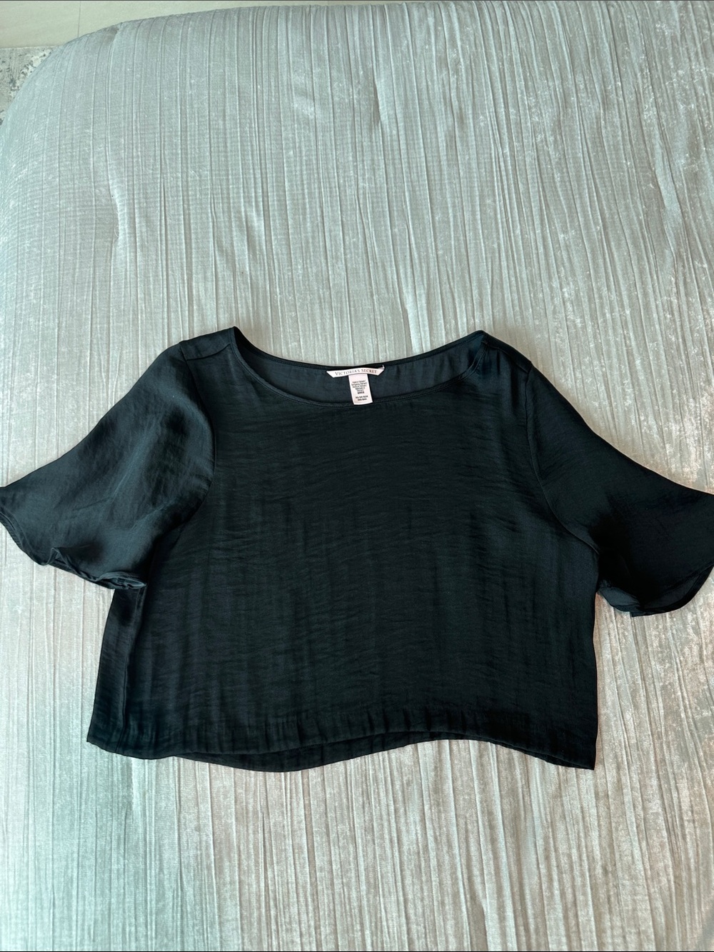 Victoria's Secret Black Cropped Short-Sleeve Top